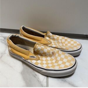 Yellow Checkered Slip On Vans